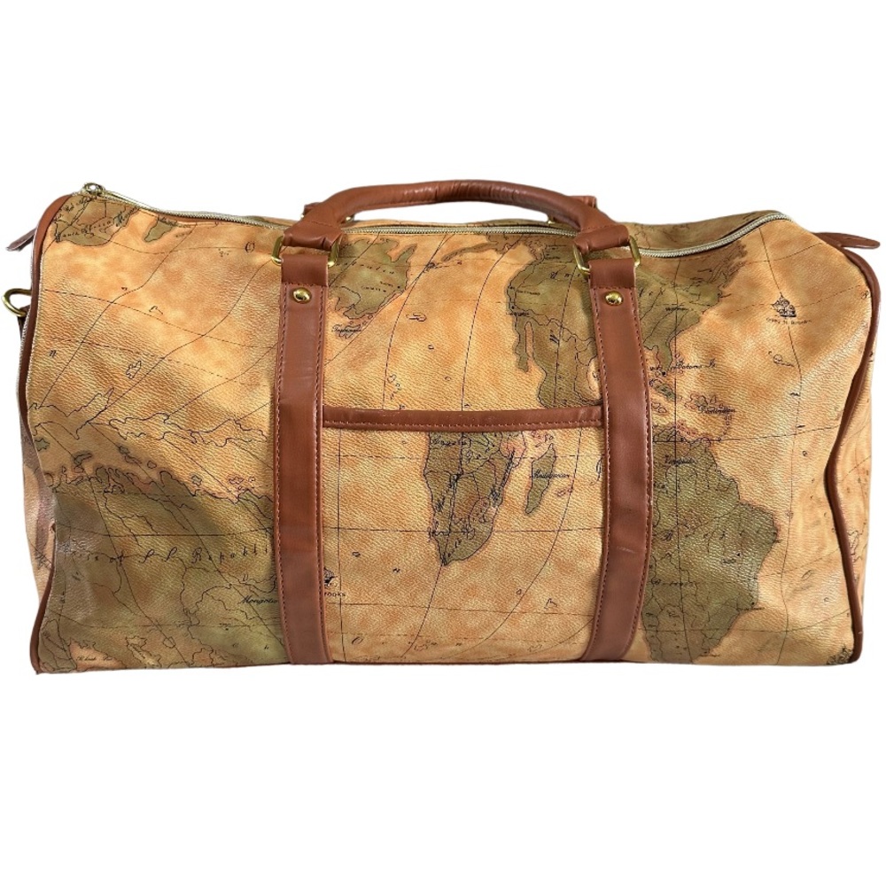 Giles N Brooks Faux Leather World Map Travel Bag Gem